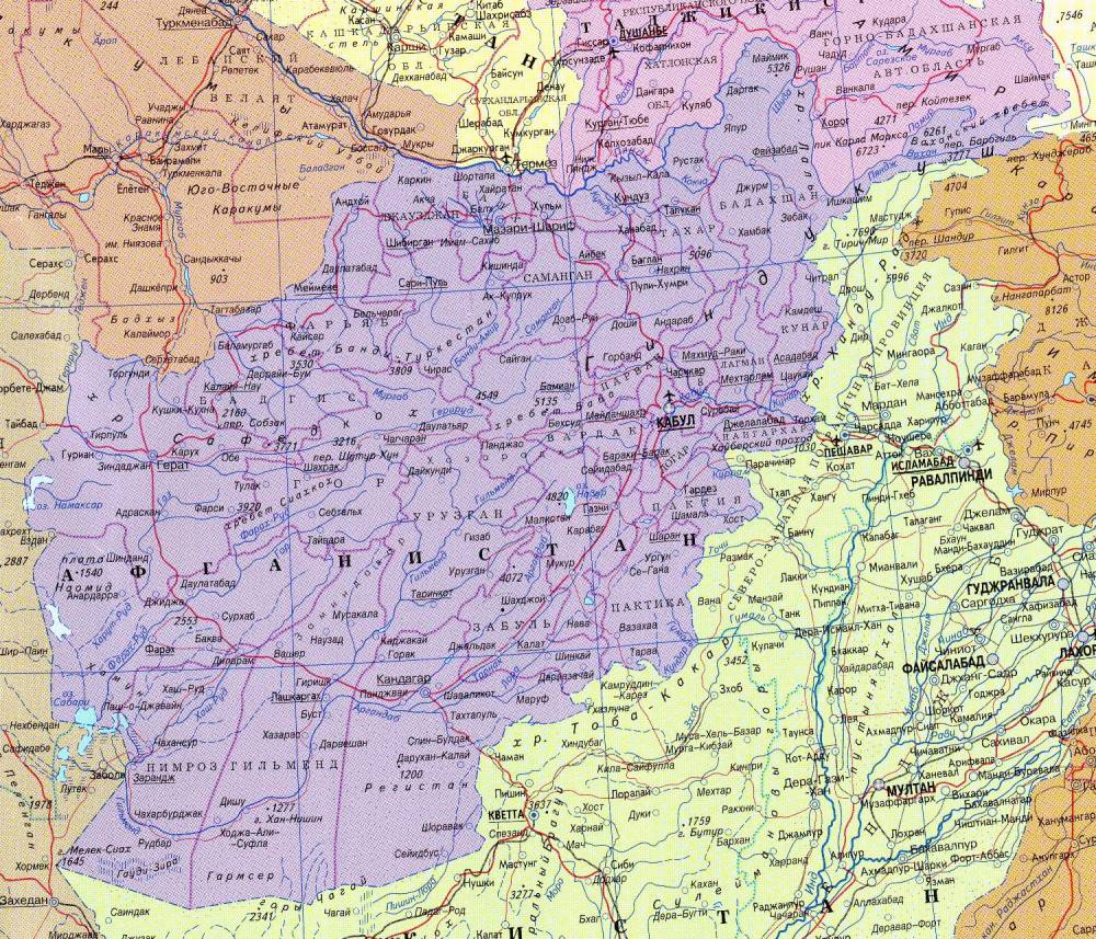 Карта Афганистана.