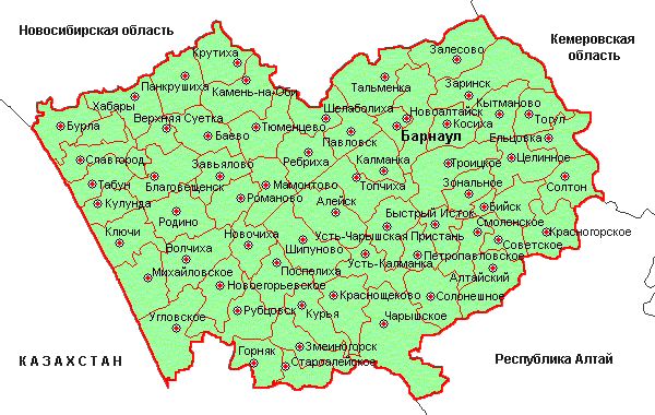 Карта Алтайского края.