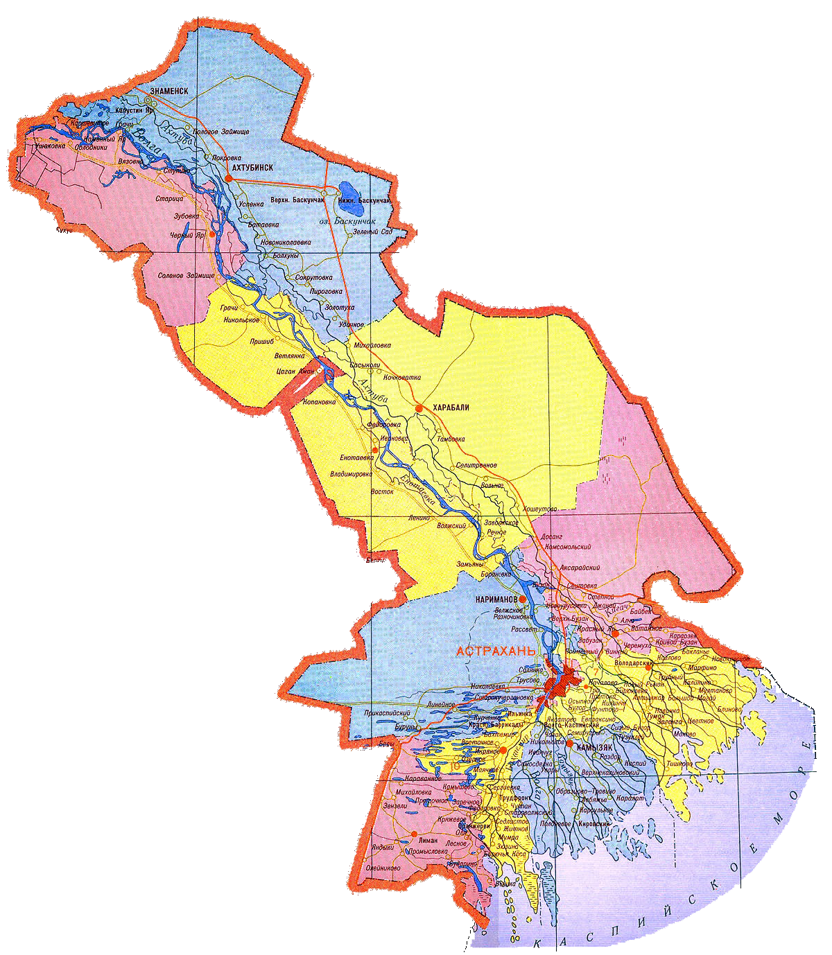 Карта Амстраханской области.