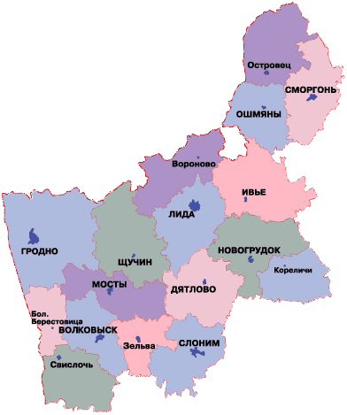 Карта Городненской области.