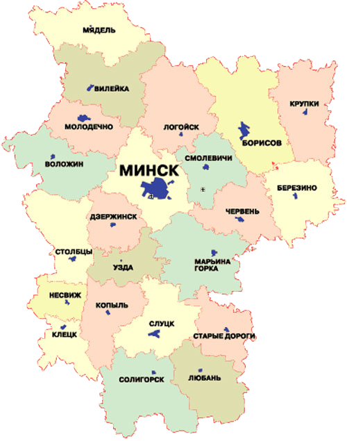 Карта Минской области.