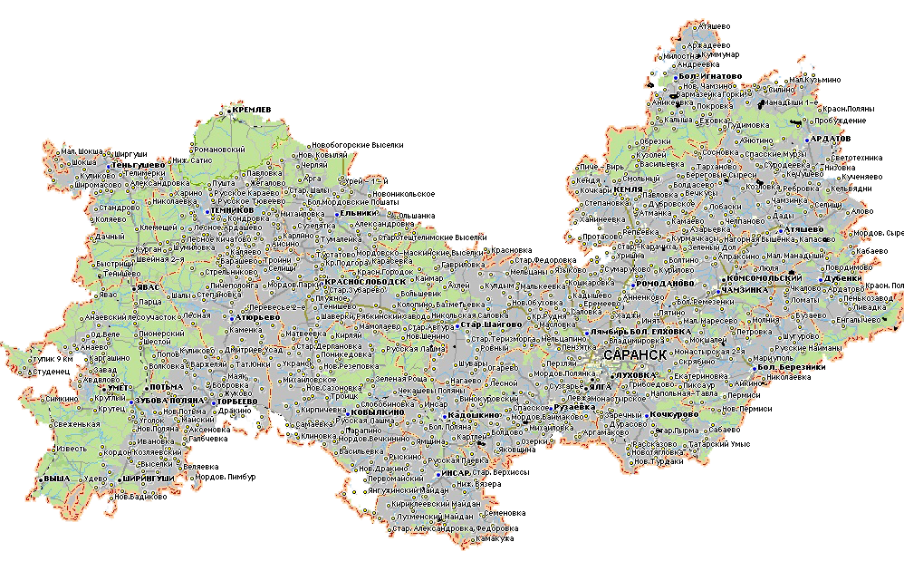 Карта Мордовии.