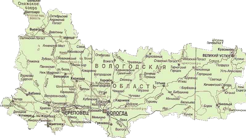 Карта Вологодской области.